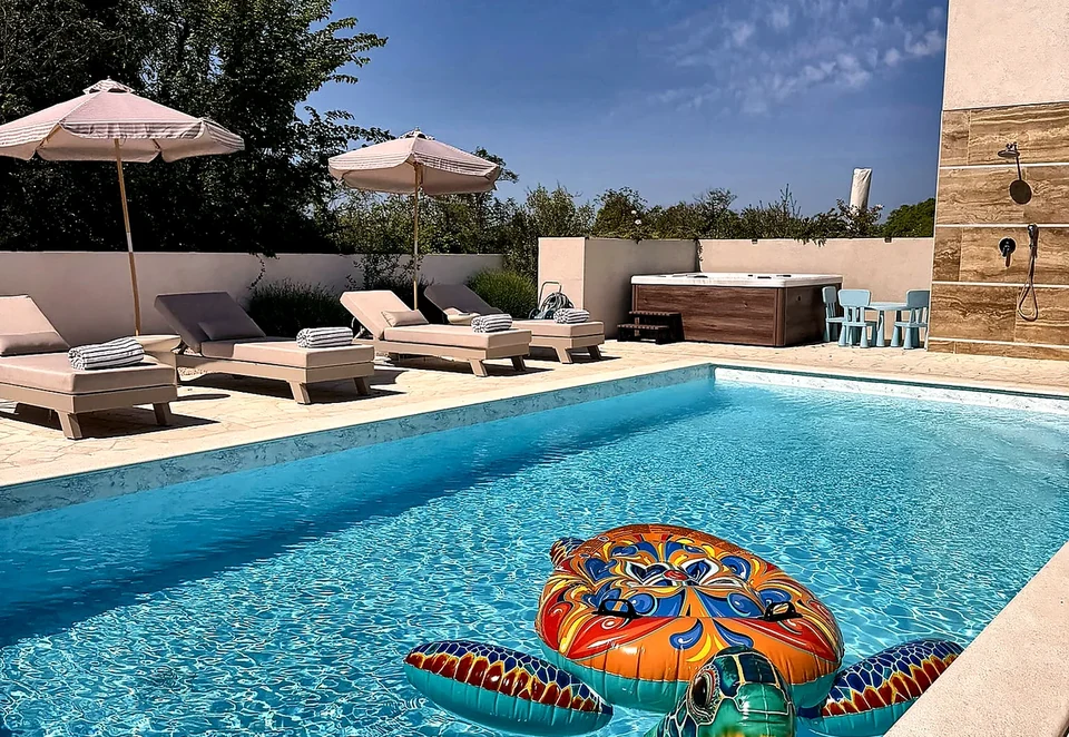 Heated pool at Villa Julija